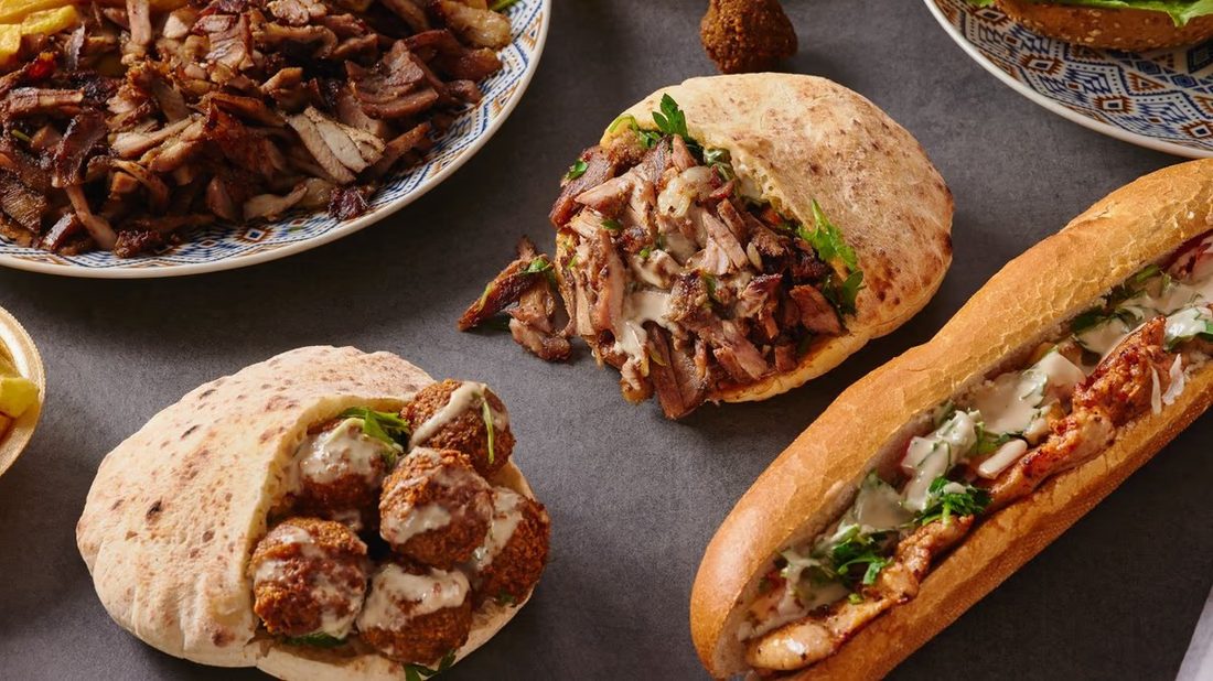 Shawarma, falafel pita and sandwiches ready for pickup and delivery